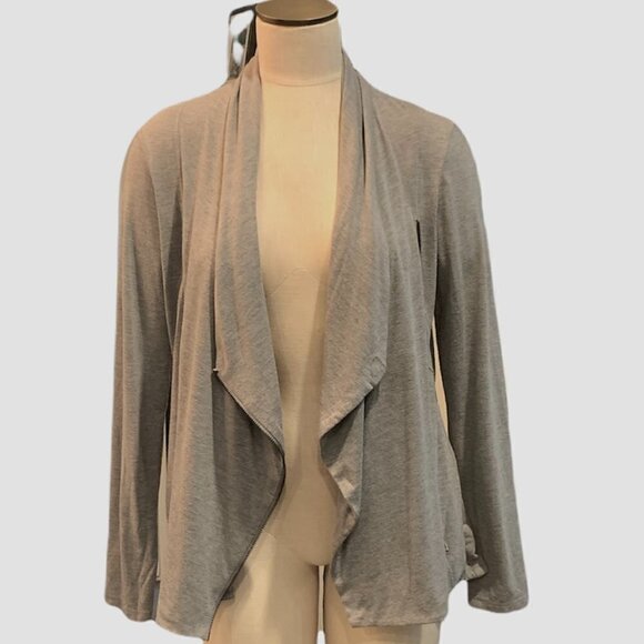 Forever 21 M Draped Collar Asymmetric Zip Casual Jacket Gray Pockets 194H - Picture 5 of 8